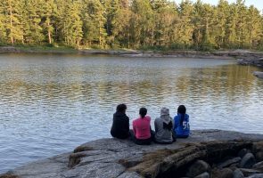 Trails Kids looking out at Lake